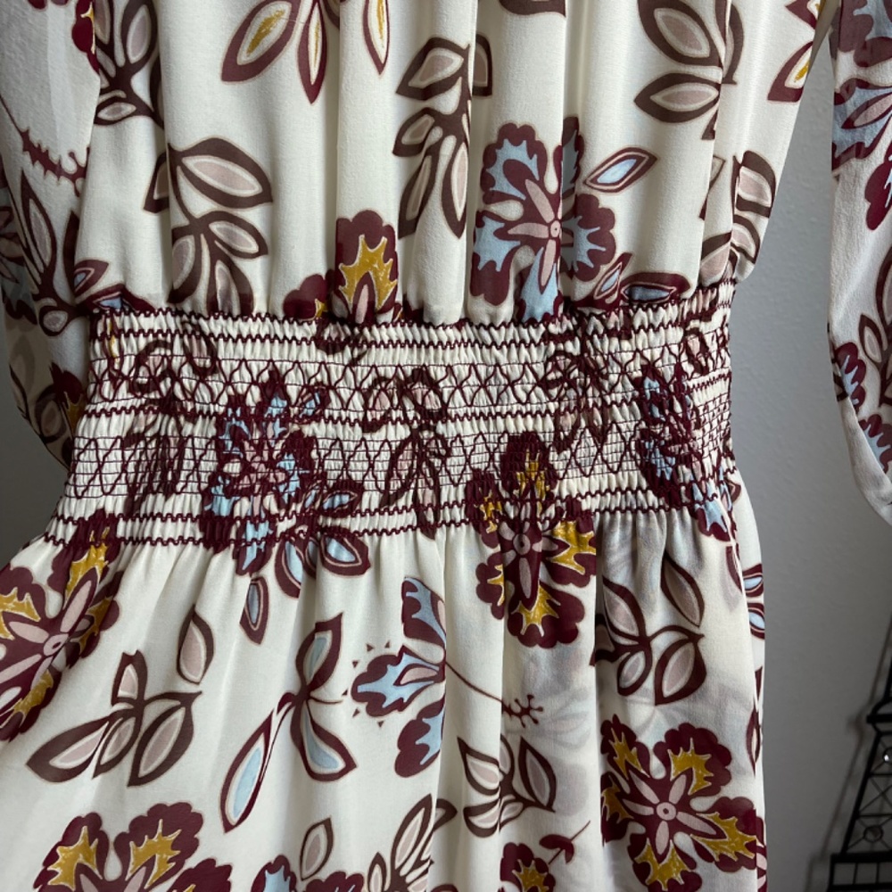 Tory Burch Indie Smocked Off-the-Shoulder Floral Silk Dress, Ivory - Picture 5 of 11